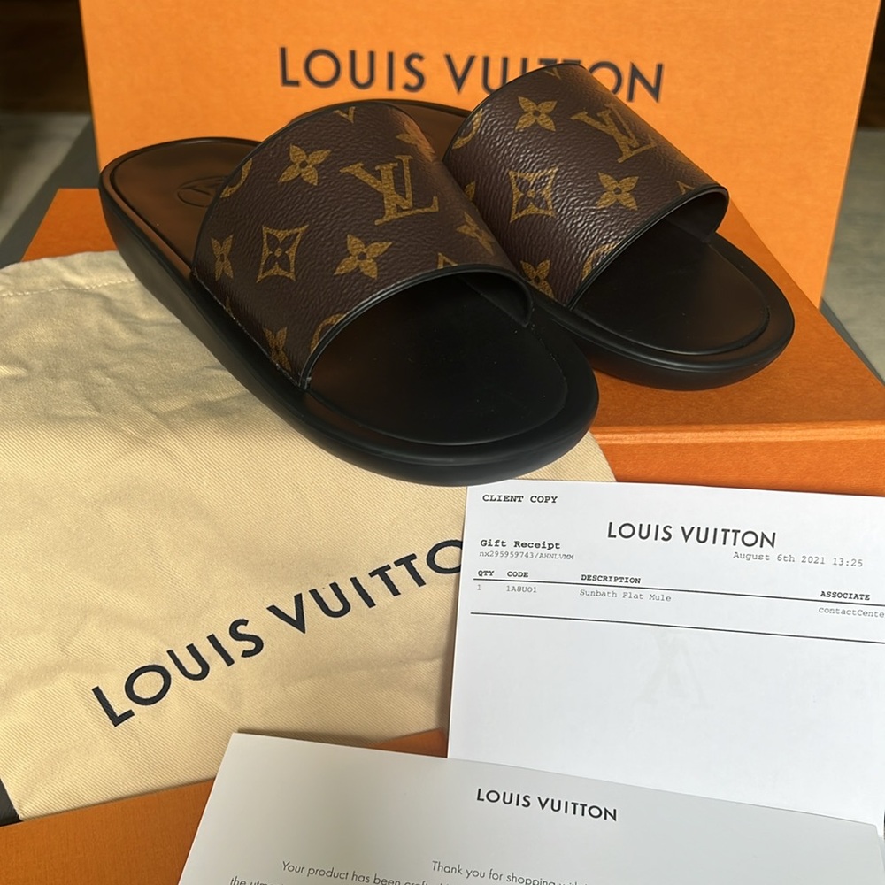 Louis Vuitton Sunbath Flat Slide Monogram ✨NIB ✨size 37